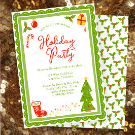 Cute Christmas Icons Scallop CUSTOM Holiday Party Kaart