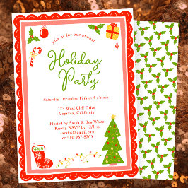 Cute Christmas Icons Scallop CUSTOM Holiday Party Kaart