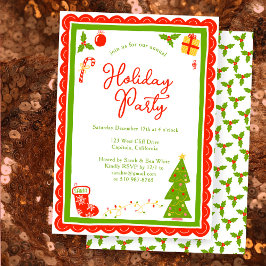 Cute Christmas Icons Scallop CUSTOM Holiday Party Kaart