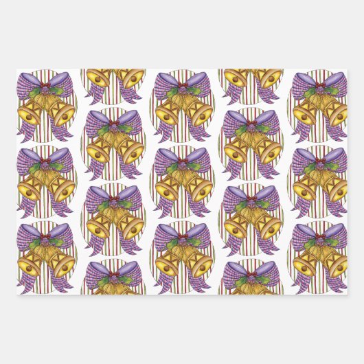 Cute Christmas Jingle Bells with Ribbon and Bow Inpakpapier Vel (Voorkant 3)