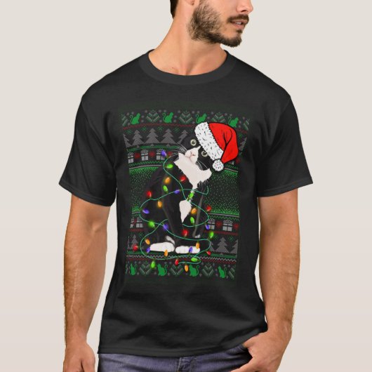 Cute Christmas jumper with cat motif T-shirt (Voorkant)