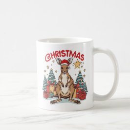 Cute Christmas Kangaroo Mug with Festive Trees  Koffiemok