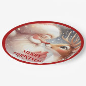 Cute Christmas Kids Plates with Santa Rudolph Papieren Bordje (Gekanteld)