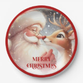 Cute Christmas Kids Plates with Santa Rudolph Papieren Bordje (Voorkant)
