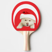 Cute Christmas Kitten & Heart Line Art Tafeltennisbatje (Voorkant)