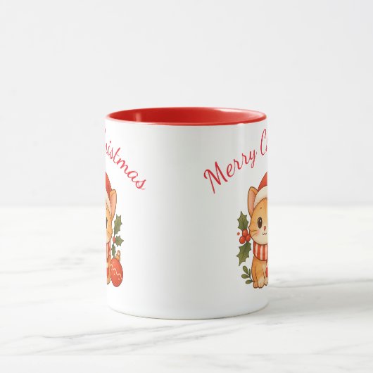 Cute Christmas Kitten Mug  Mok (Midden)