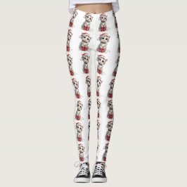 Cute Christmas Kitten on Gift Box Leggings