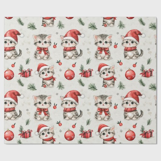 Cute Christmas Kittens Cadeaupapier (Vlak)
