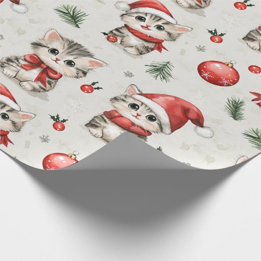 Cute Christmas Kittens  Cadeaupapier (Hoek)