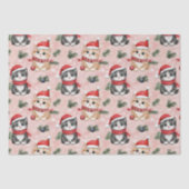 Cute Christmas Kittens on Pink Tissuepapier (Voorkant)