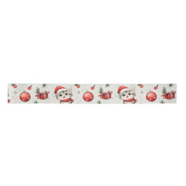Cute Christmas Kittens Satin Ribbon Satijnen Lint