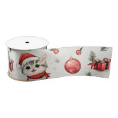Cute Christmas Kittens Satin Ribbon Satijnen Lint (Spoel)