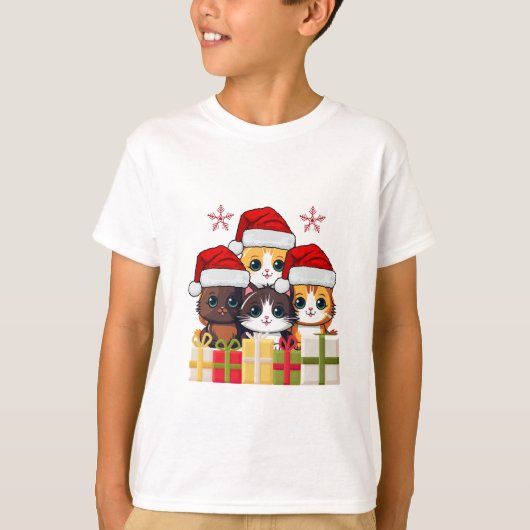 Cute Christmas Kittens squad -Christmas Santa cats T-shirt (Voorkant)