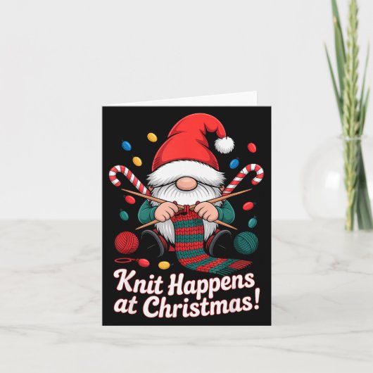 Cute Christmas Knitting Gnome Yarn Xmas For Men Wo Kaart (Voorkant)