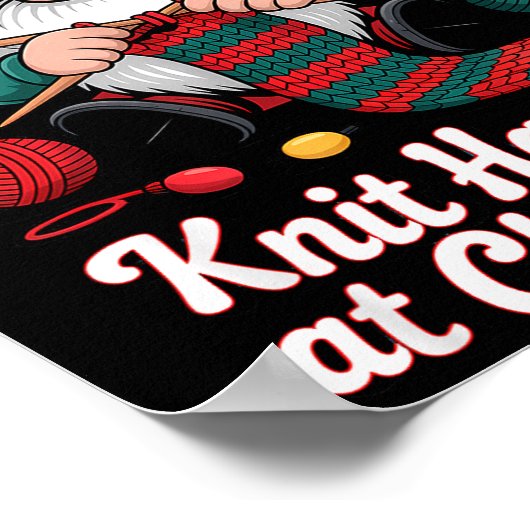 Cute Christmas Knitting Gnome Yarn Xmas For Men Wo Poster (Hoek)