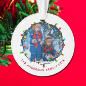 Cute Christmas Lights Family Photo 2025 Keepsake Ornament