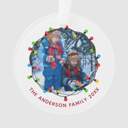 Cute Christmas Lights Family Photo 2025 Keepsake Ornament (voorkant)