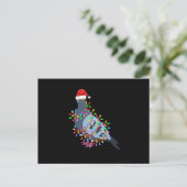 Cute Christmas Lights Pigeon Wearing Xmas Hat - Pi Feestdagenkaart (Staand voorkant)