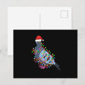 Cute Christmas Lights Pigeon Wearing Xmas Hat - Pi Feestdagenkaart (Voorkant / Achterkant)