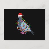 Cute Christmas Lights Pigeon Wearing Xmas Hat - Pi Feestdagenkaart (Voorkant)