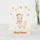 Cute Christmas Llama Holiday Card Feestdagen Kaart (Voorkant)