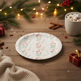 Cute Christmas Llama Paper Plates  Papieren Bordje