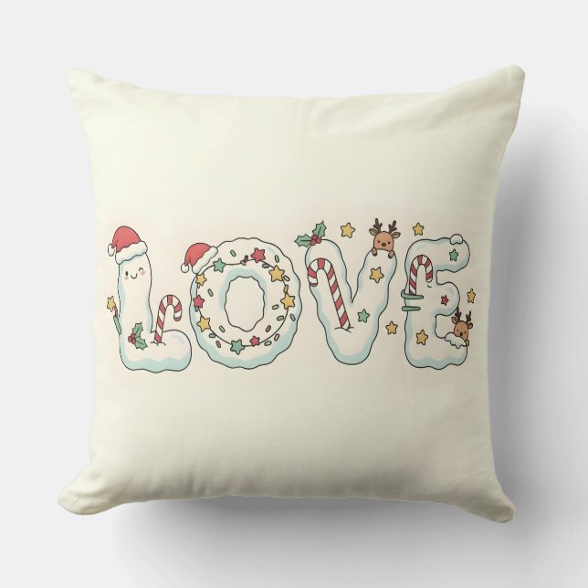 Cute Christmas Love Festive Throw Pillow Kussen (Voorkant)