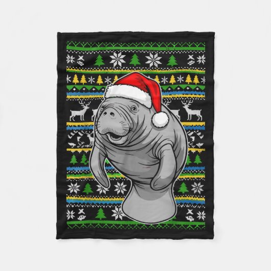 Cute Christmas Manatee Shirt, Manatee Ugly Xmas Sw Fleece Deken (Voorkant)