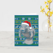Cute Christmas Manatee Shirt, Manatee Ugly Xmas Sw Kaart (Gele Bloem)