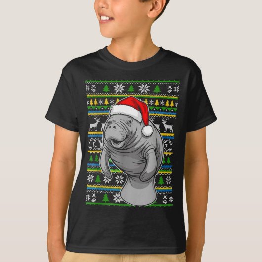 Cute Christmas Manatee Shirt, Manatee Ugly Xmas Sw T-shirt (Voorkant)