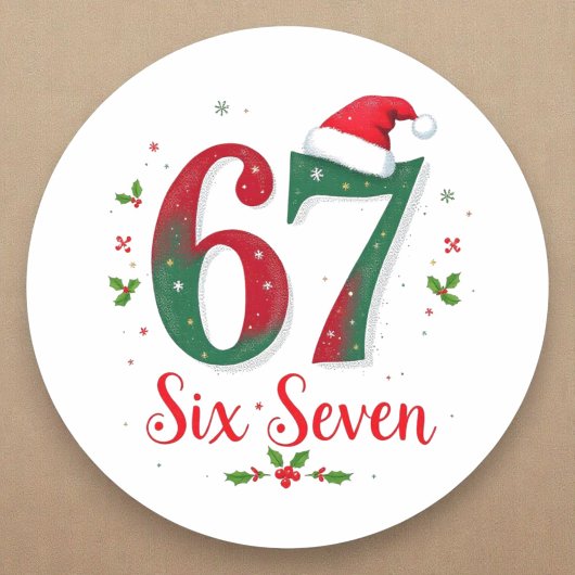 Cute Christmas Meme Six Seven 67 6 7 Holiday Ronde Sticker