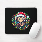 Cute Christmas Monkey Santa Hat Lights Monkey Wome Muismat (Met muis)