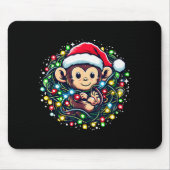 Cute Christmas Monkey Santa Hat Lights Monkey Wome Muismat (Voorkant)