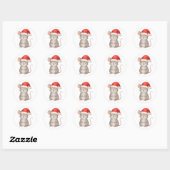 Cute Christmas Mouse in Santa Hat Ronde Sticker (Vel)