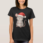 Cute Christmas Mouse in Santa Hat T-shirt (Voorkant)