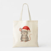 Cute Christmas Mouse in Santa Hat Tote Bag (Achterkant)
