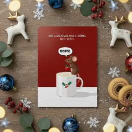 Cute Christmas Mouse Oops Mug Funny Xmas Card Feestdagenkaart