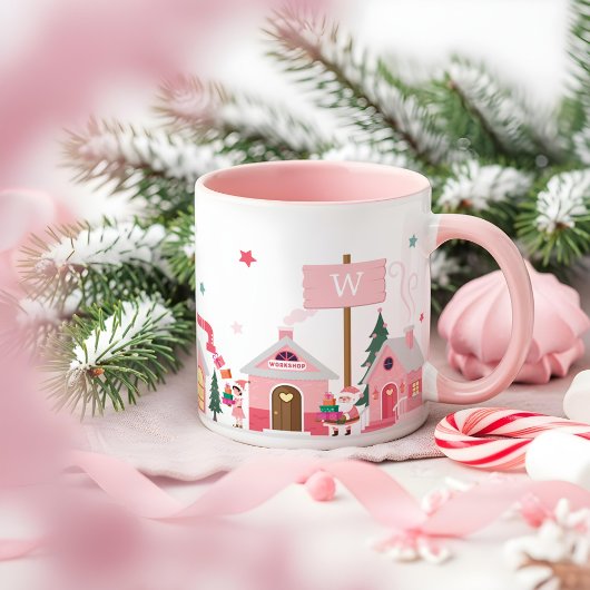 Cute Christmas Movie Watch Mug Pink Elf Workshop Mok
