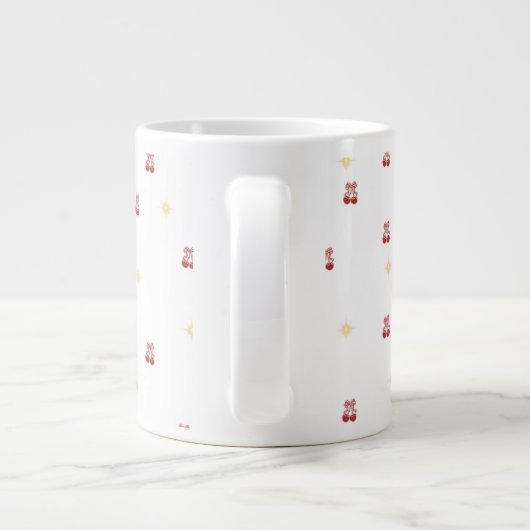 “Cute Christmas Mug with Red Bow Wreath" Grote Koffiekop (Achterkant)