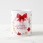 “Cute Christmas Mug with Red Bow Wreath" Grote Koffiekop (Voorkant)