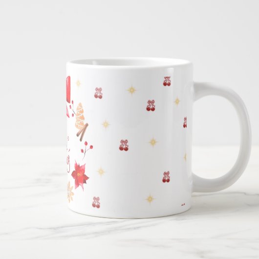 “Cute Christmas Mug with Red Bow Wreath" Grote Koffiekop (Rechts)