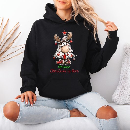 Cute Christmas “Oh Deer Christmas Is Here”  Hoodie