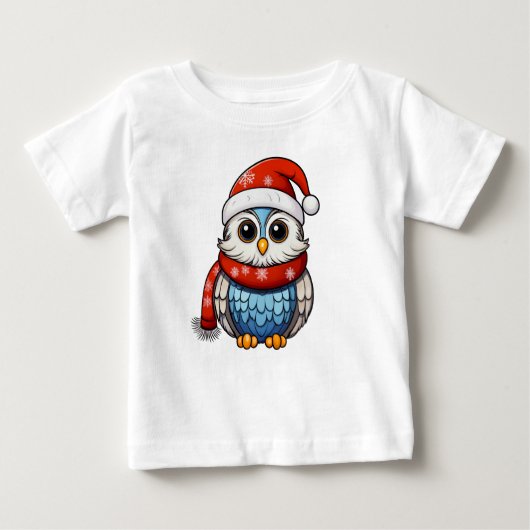 Cute Christmas Owl – Festive Kids T-Shirt Design (Voorkant)