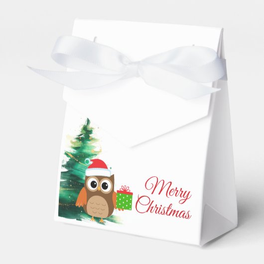 Cute Christmas Owl with Santa Hat Favor Box Bedankdoosjes (Voorkant Zijde)