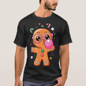 Cute Christmas Pajama Gingerbread Blowing Bubble G T-shirt (Voorkant)
