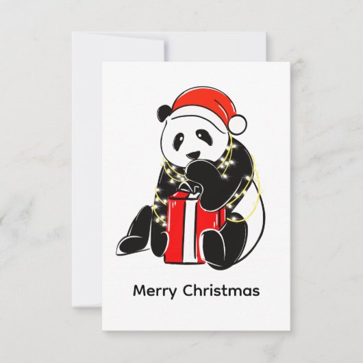 Cute Christmas Panda  – Minimal Holiday  Bedankkaart (Voorkant)