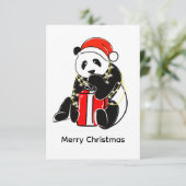 Cute Christmas Panda  – Minimal Holiday  Bedankkaart (Staand voorkant)