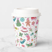 Cute Christmas Paper Cups Papieren Bekers (Achterkant)