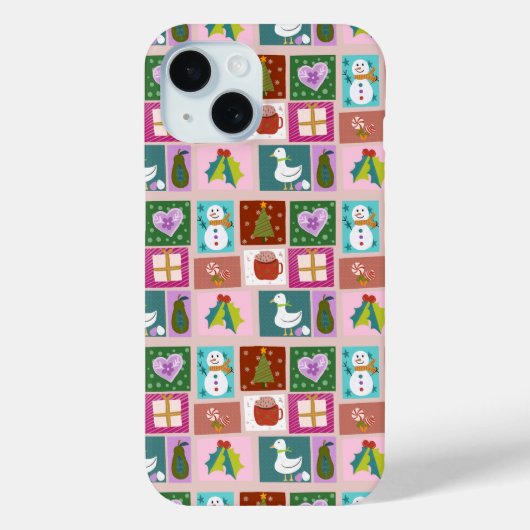 Cute Christmas Patchwork Pattern Case-Mate iPhone Case (Achterkant)