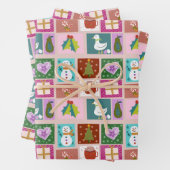 Cute Christmas Patchwork Pattern Inpakpapier Vel (In situ)